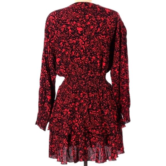 ZARA Dress Mini Short Ruffle Sexy‎ Long Sleeve Black Red Babydoll Whimsygoth S - Picture 7 of 15
